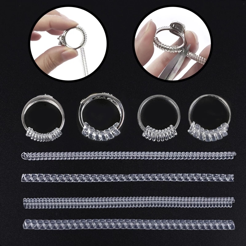 [Harga Grosir] [Unggulan] Spiral Ring Sizer Resizer Jewelry Guard Gold Transparan Invisible Ring Size Adjuster Rings Pengencang Alat Untuk Cincin Longgar