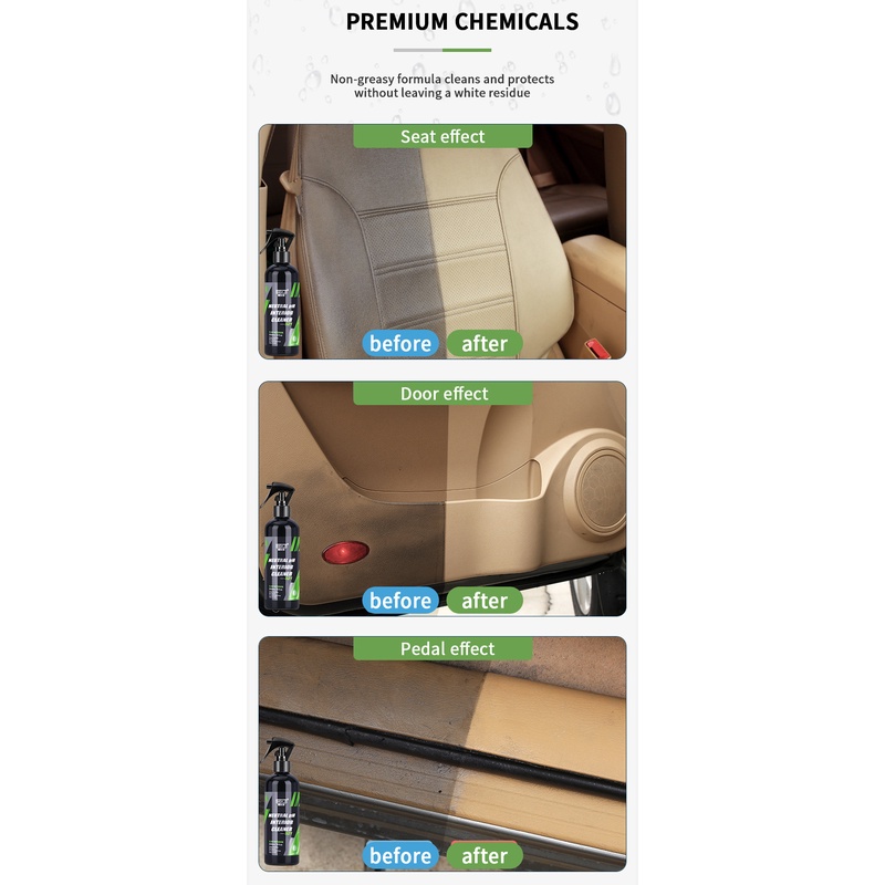 ღ Interior Mobil Perbaikan Agen Kursi Kulit Lilin Cair Plastik Pemulih Cleaner Spray Dekontaminasi Dalam Degreasing Auto Aksesori Cuci