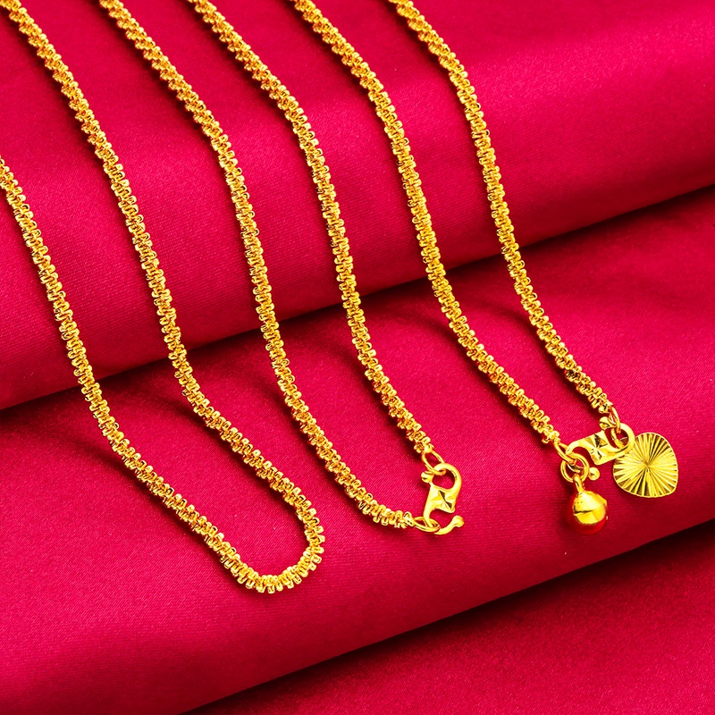 Goldkingdom Perhiasan Fashion Emas Asli Kadar 375Bangkok Aksesoris Ready Stock Pemanjang 70 cm Kalung Caterpillar 28 cm Gelang Kaki
