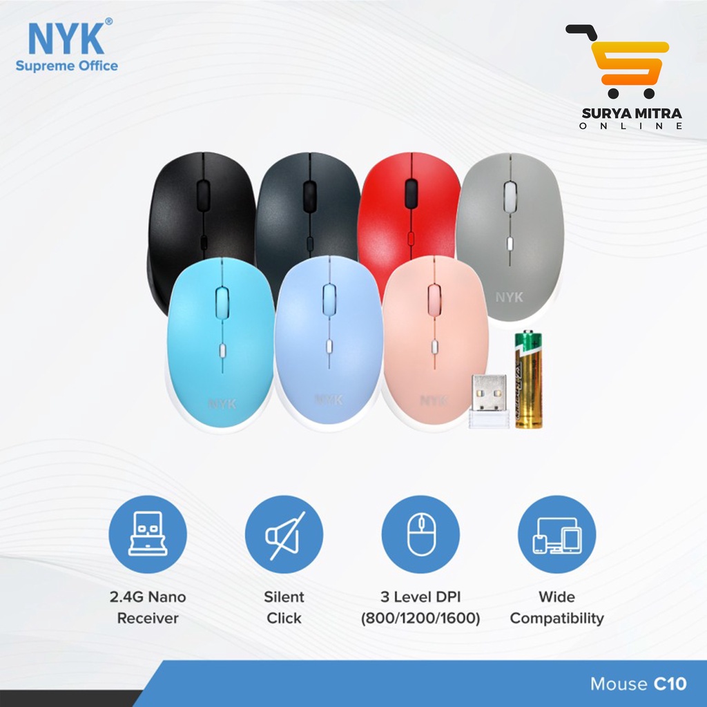 Mouse Wireless NYK C10 2.4Ghz / NYK Supreme C10 Mouse Wireless silent