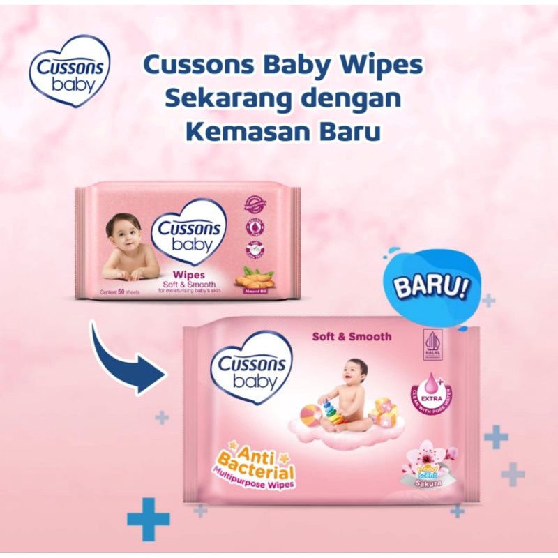 Cussons baby wipes Beli 1 Gratis 1 (45sx2pack) / Tissue Basah bayi cusons BOGO 45 sheet x 2 pack