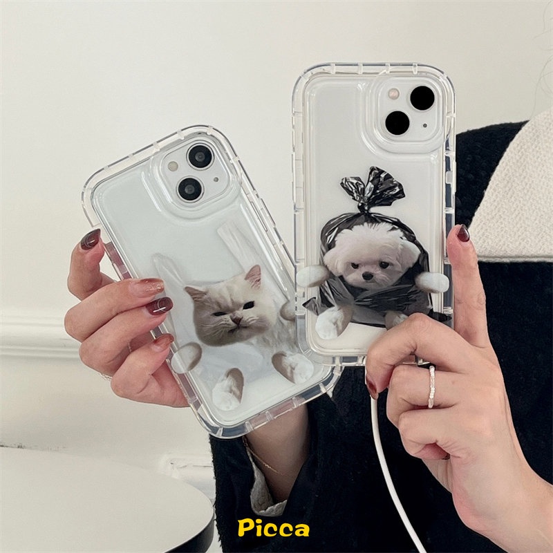 IPHONE  Casing Ponsel Pasangan Kartun Kucing Anjing Lucu Kompatibel Untuk Iphone6 6S 7 8 Plus XR 11 14 13 12 Pro MAX X XS MAX Airbag Shockproof Soft TPU Silicon Clear Cover