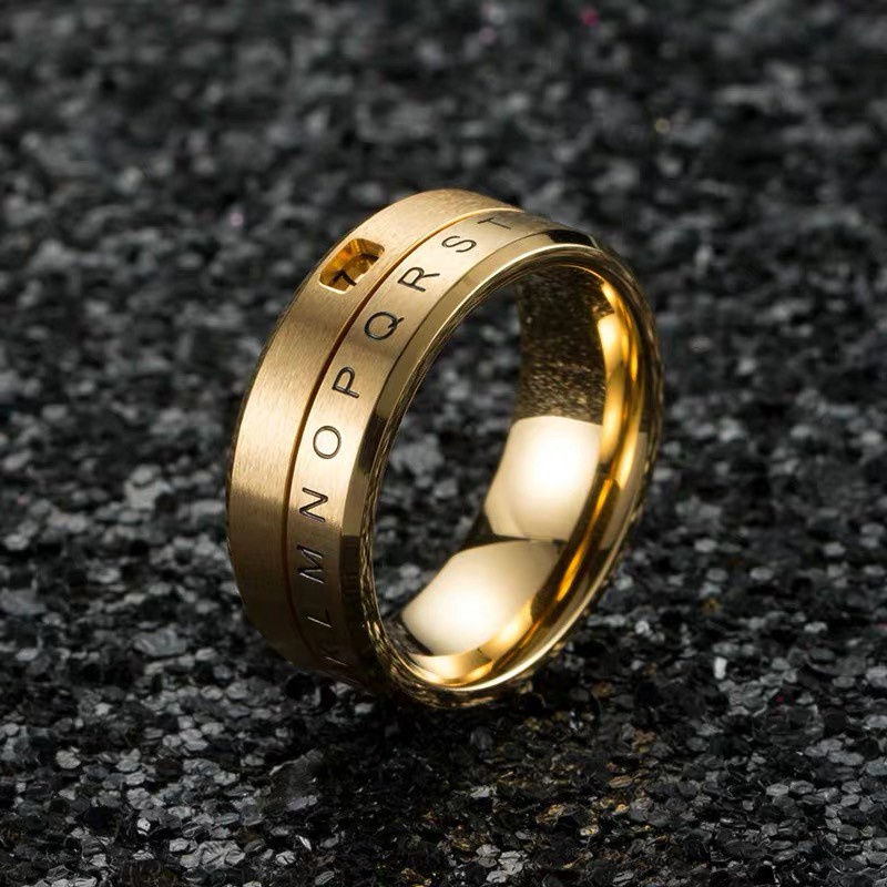 Cincin Jari Telunjuk Model Putar Bahan Titanium Steel Hypoallergenic Gaya Hipster Retro Untuk Unisex