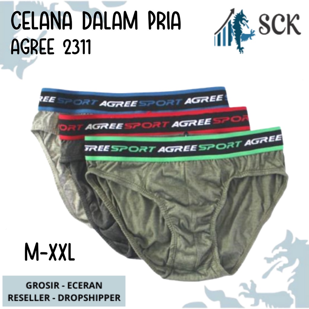 [ISI 3] CD Pria AGREE 2311 Sport / Celana Dalam Pinggan Karet Model Boxer / Pakaian Dalam Cowok - sckmenwear GROSIR