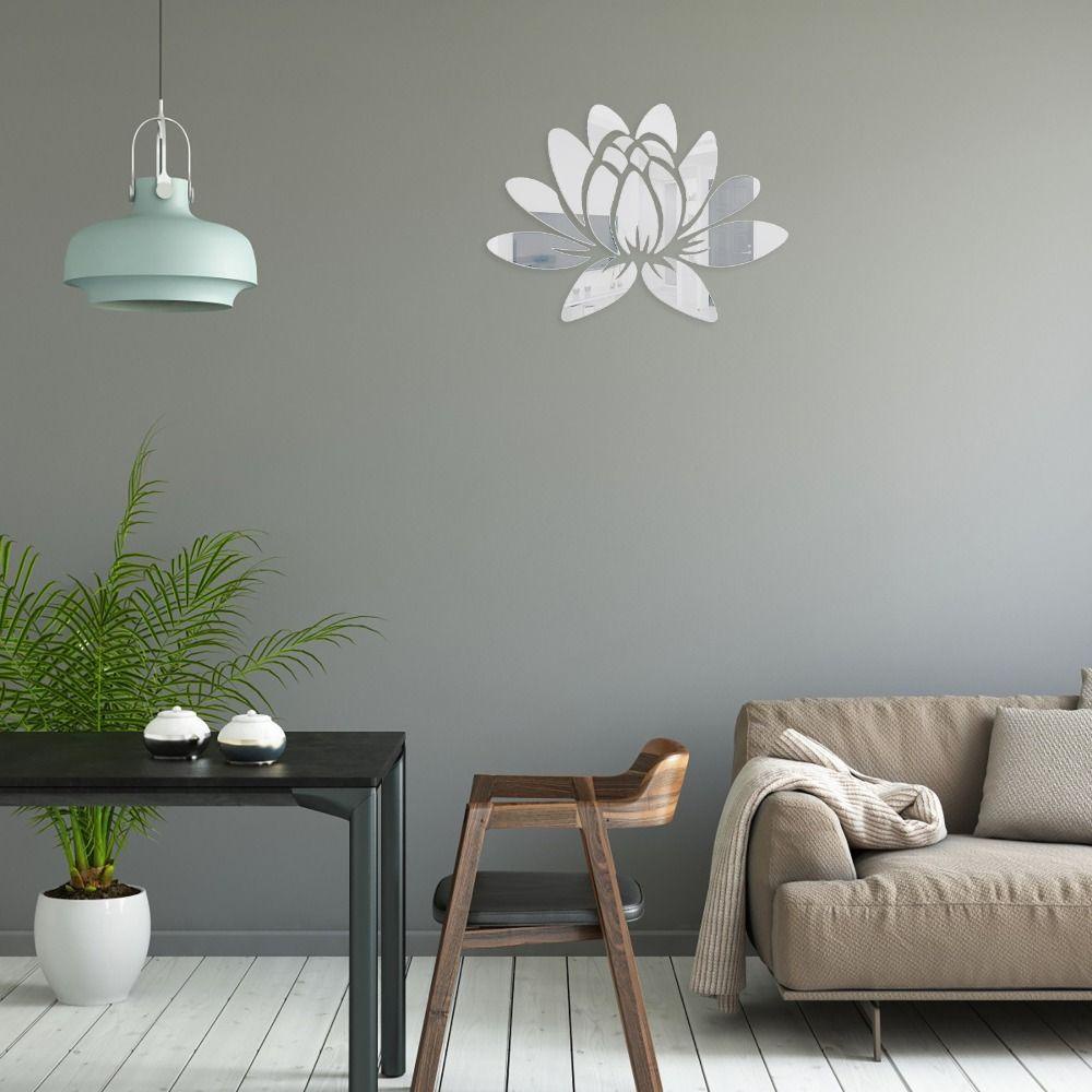 [Elegan] Cermin Stiker Dinding Tahan Air Mudah Dibersihkan Halus 3D Stereo Lotus DIY Untuk Ruang Tamu Cermin Permukaan Desain Dekorasi TV Art Mural