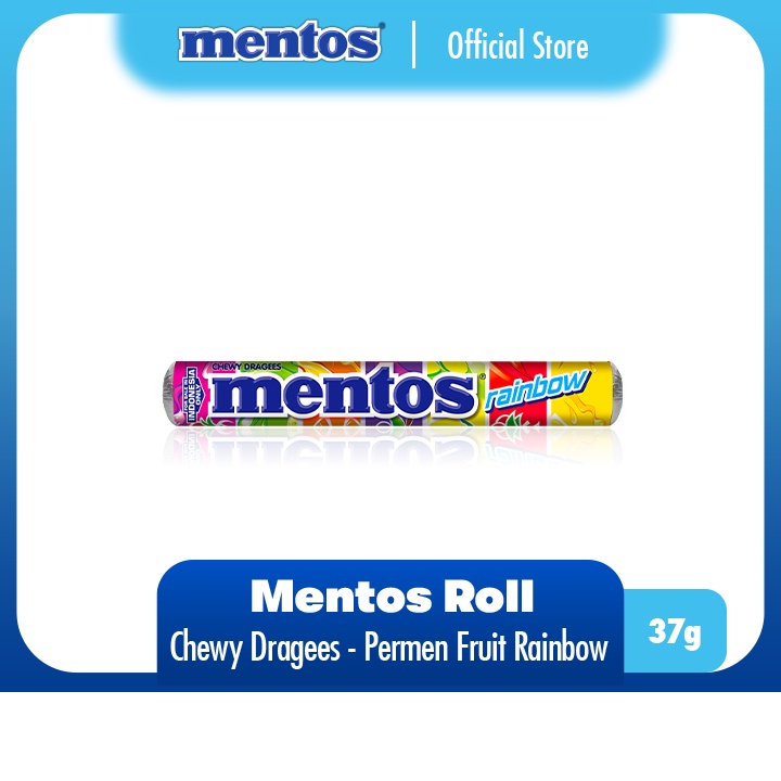 Mentos Chewy Dragees Rainbow Roll 37g - Permen Mint Rasa Buah