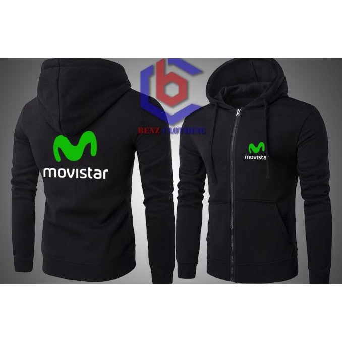 Jaket Hoodie Sweater MOvistar Outerwear Pria Wanita Zipper Resleting Depan Polos Sablon Polyflek Kor