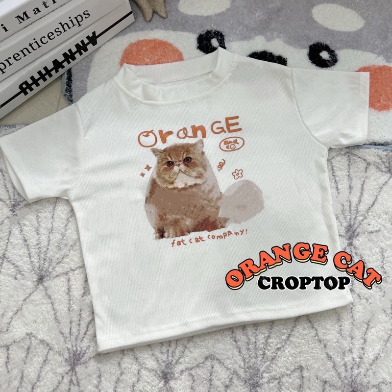 BEFAST - ZGW CROP TOP MINA / Crop Top Wanita ORANGE CAT (LD 88, P 40) / Atasan wanita Lengan pendek / Kaos Crop Motif / Pakaian Wanita Santai rumahan / Tshirt CROP Kekinian remaja ABG / Crop Top Termurah