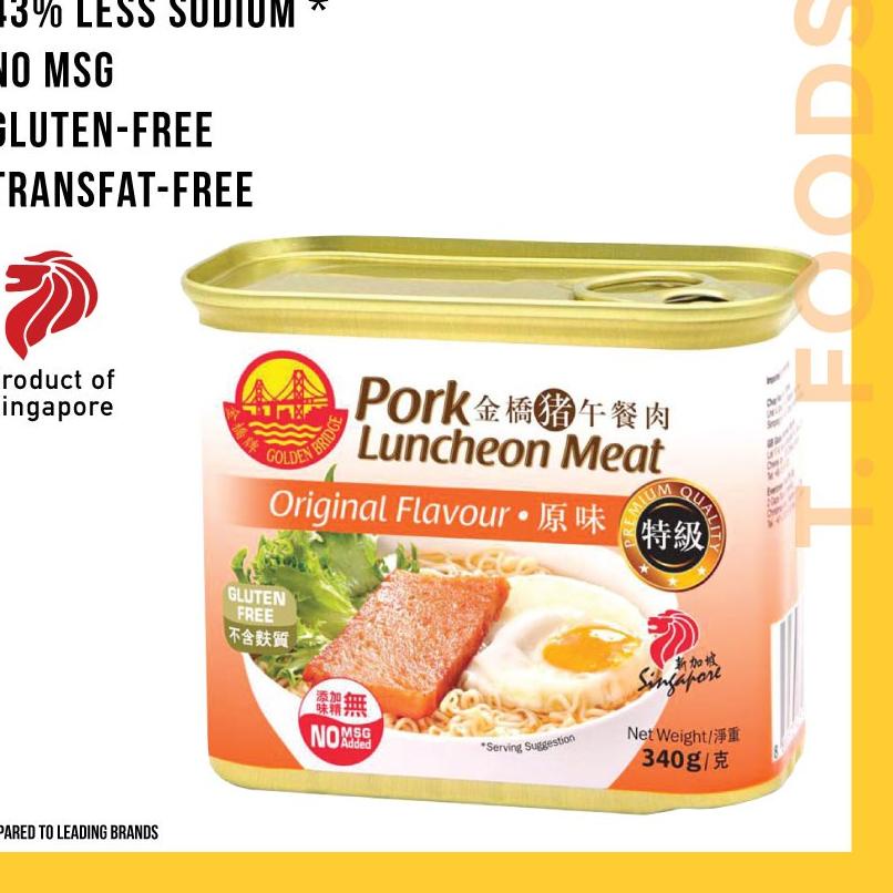 

◊ PORK LUNCHEON MEAT ORGINAL SINGAPORE GOLDEN BRIDGE 340g ☼