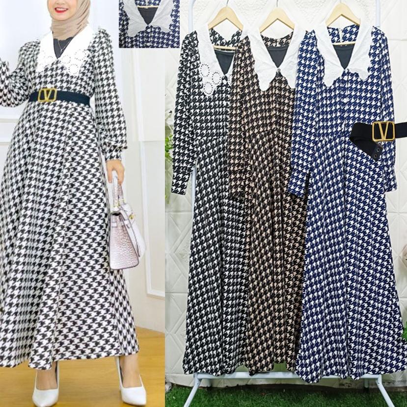 ⅎ NARIA HOUNDSTOOTH EXTU GAMIS HERLIN CARLINA FASHION ◘