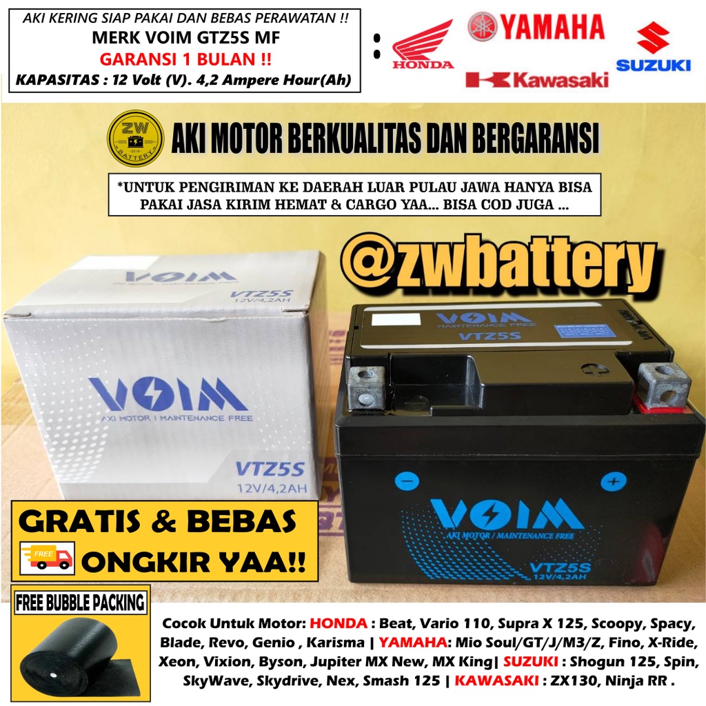 Aki Motor Mio Soul, Mio GT Mio M3, Mio S, Byson, Vixion GTZ5S VOIM By MOTOBATT MF