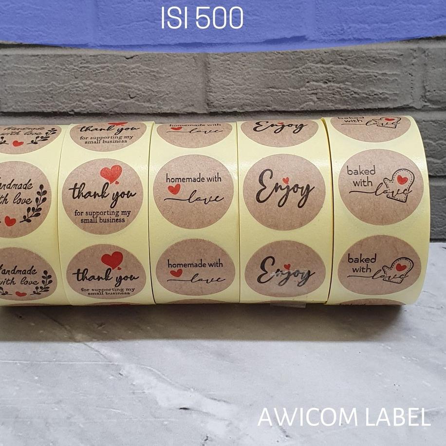 

id0g0Fu Stiker Label Kraft Sticker Enjoy Baked Homemade Handmade Thank You 25mm isi 500
