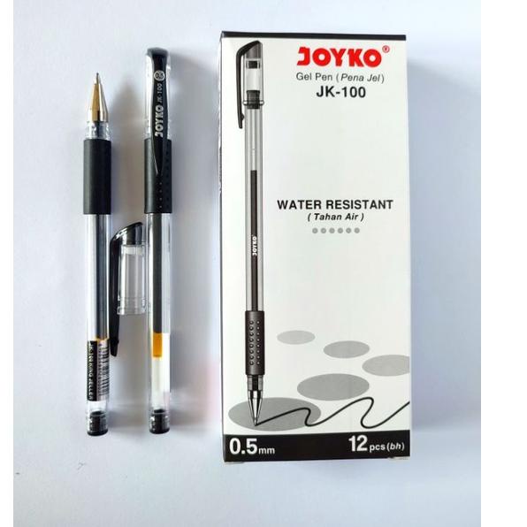 

Hot Surprise Pulpen Gel Pena Gel Pen Joyko JK-100 Warna Hitam & Biru Water Resistant Tahan air 1 Pack 12 Pcs 0.5 mm