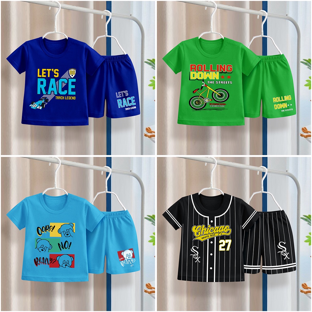 RAMORA SETELAN BAJU ANAK LAKI LAKI / SET ANAK COWOK LENGAN PENDEK UMUR 1-6 TAHUN