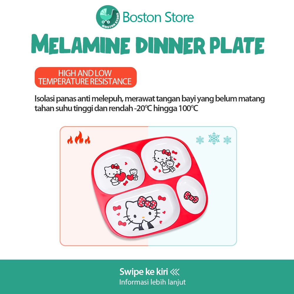 Bostonstore Piring anak desain anti licin Kids bento plate piring makan sekat anak / Piring Melamin / Piring Melamin Motif / Piring Melamin Anak / Piring Anak / Piring Anak motif / Piring Anak Karakter / Piring Anak BPA Free / Piring Anak Melamin