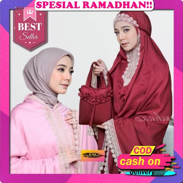 Almecca - Mukena Dewasa 2In1 Silk Maxmara Luxury Mukena Premium Mukena Dewasa Jumbo Terbaru 2022 Bah