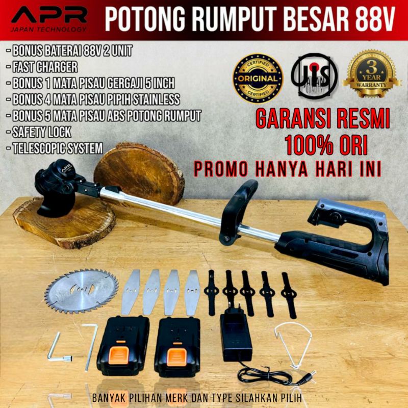 Ready  [COD] Mesin potong rumput padi APR JAPAN brush cutter cordless baterai tanpa kabel ASLI