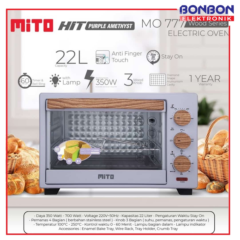 MITO MO 777 Oven Listrik 20 Liter (Wood Series) HIT 350W / MO777 20L