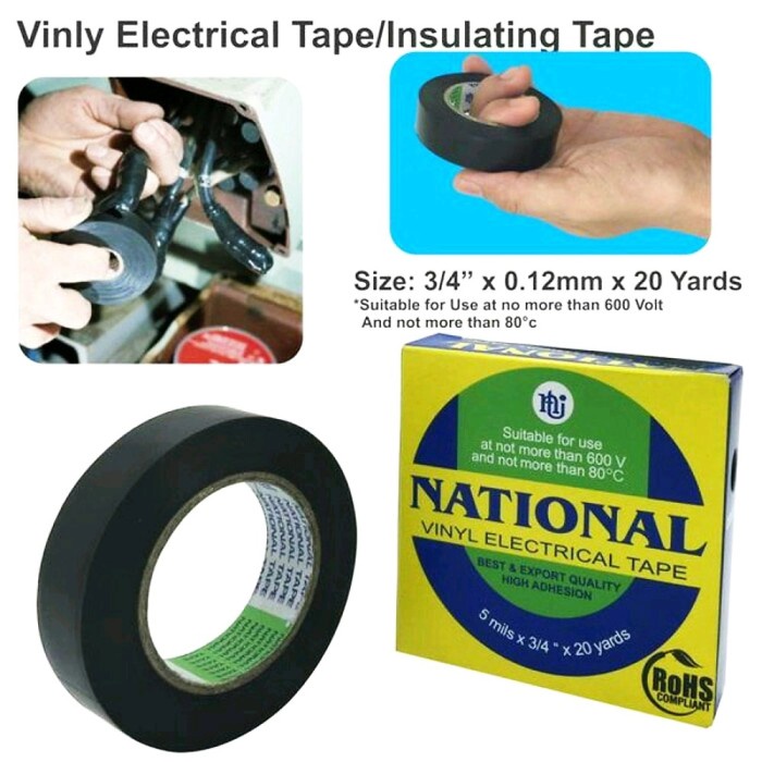 

Isolasi Kabel Listrik Hitam National Vinyl Electrical Tape