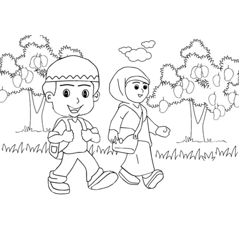 

Buku / lembar kertas mewarnai gambar anak sekolah