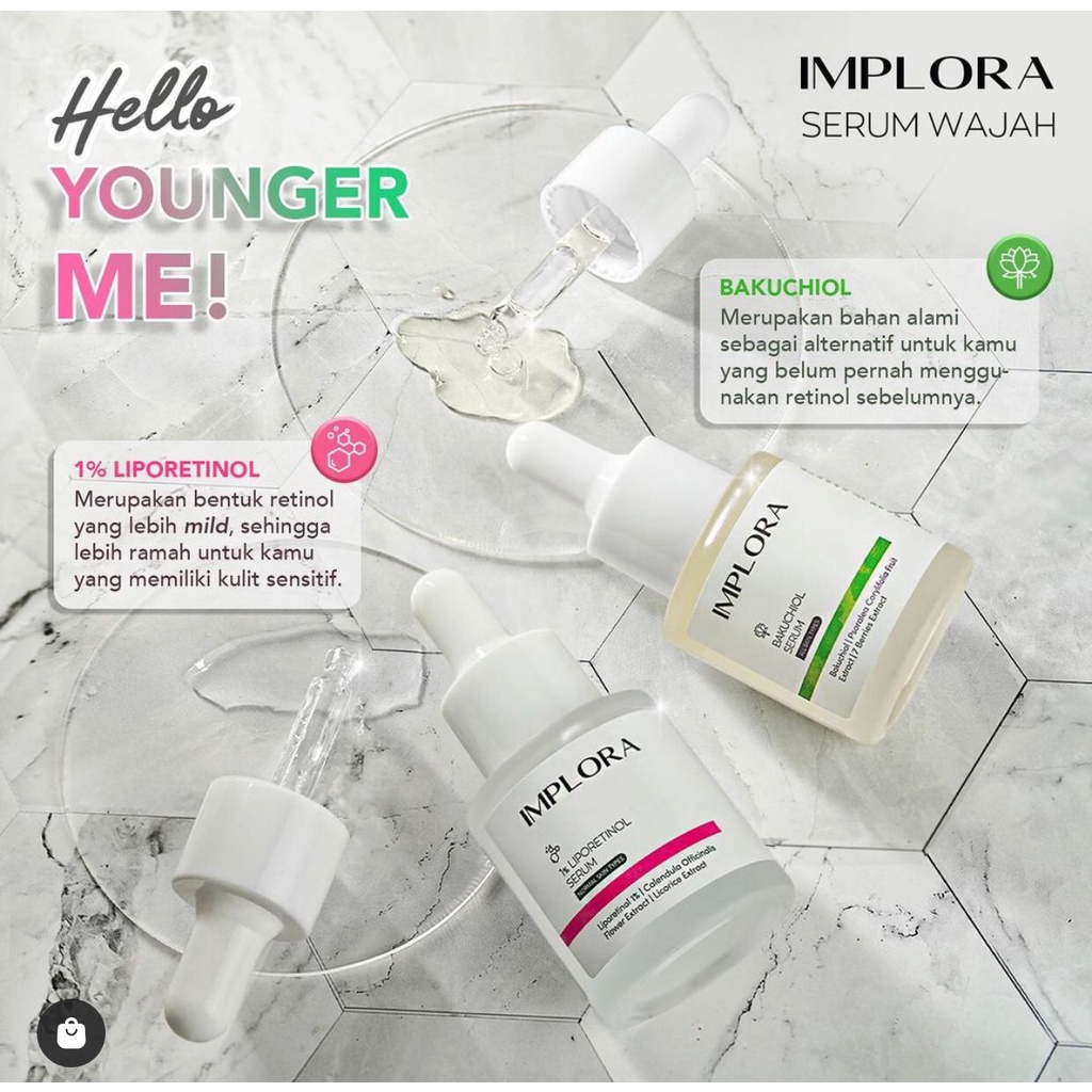 `ღ´ PHINKL `ღ´ ɪ ᴍ ᴘ ʟ ᴏ ʀ ᴀ  Implora face Serum wajah dual function retinol mencerahkan kulit mengecilkan pori jerawat