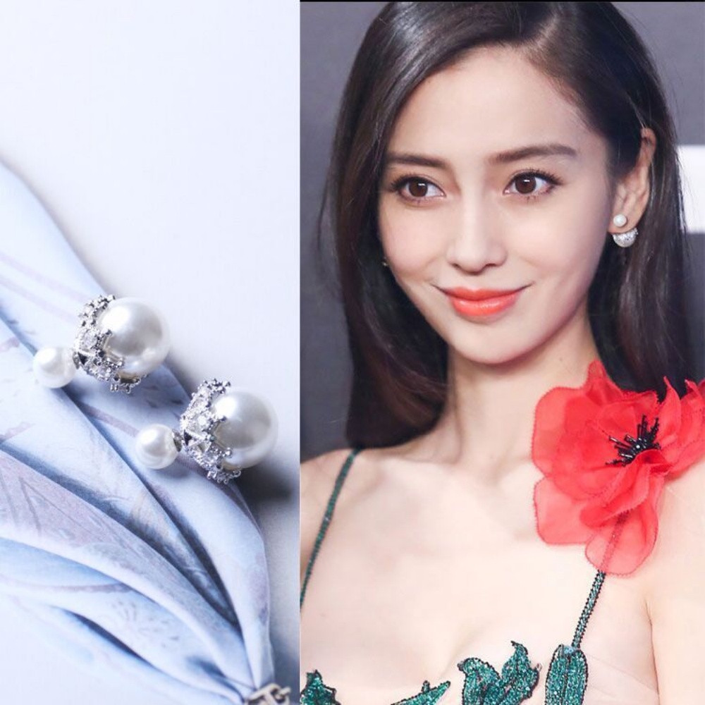 Deatiara Anting Mutiara Imitasi Dua Sisi Anting Swan Anting Fashion Gaya Korea