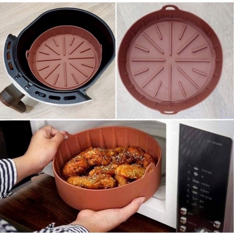 【COD】 Air Fryer Silicone Pot/ Silicone Bowl/Keranjang Baked/Baking Basket/Ayam Goreng Pizza Silikon Air Fryer Pot