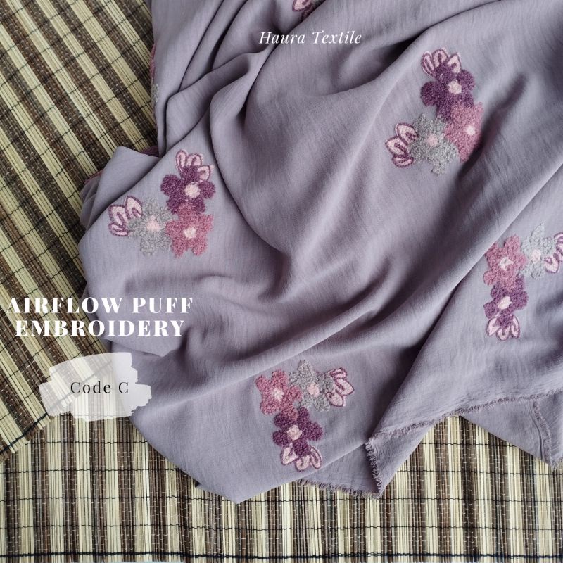 (TERMURAH) KAIN CRINKLE AIRFLOW PUFF EMBROIDERY (CODE C)