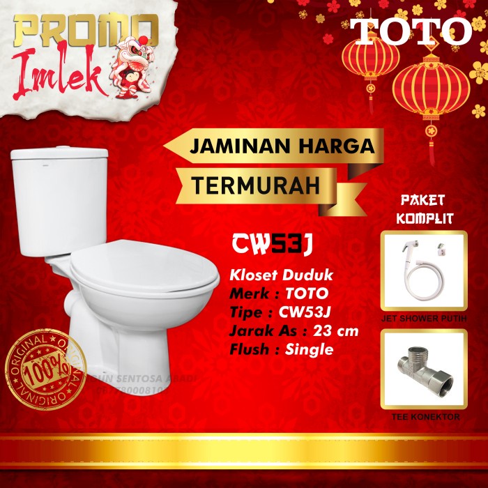 Terlaris Kloset Duduk Toto + Jet Shower Lengkap Tinggal Pasang + Tee Kloset