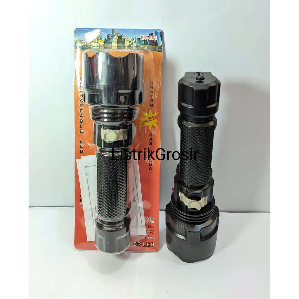 Senter Tangan Evatech Ev 201 Rechargeable Senter Cas Flashlight 201