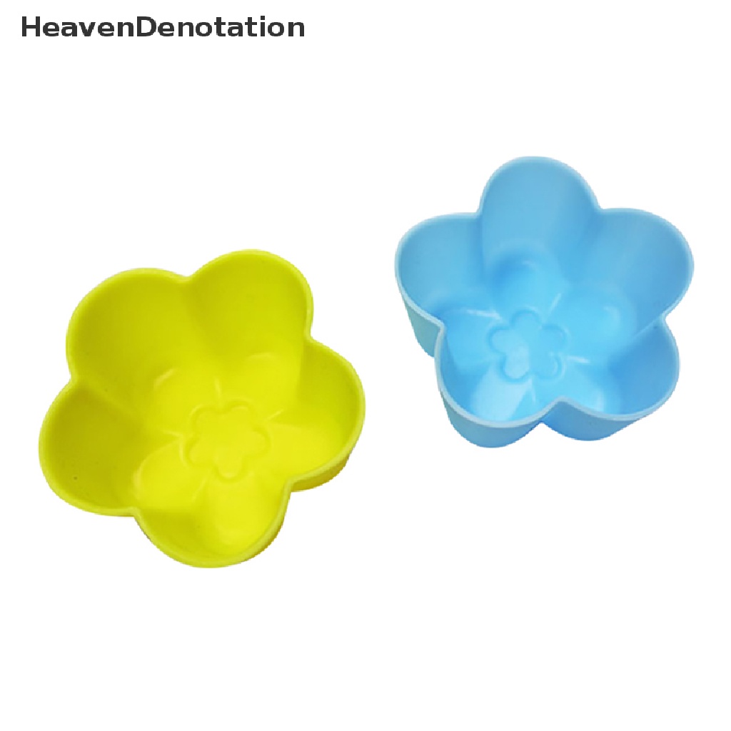 [HeavenDenotation] 1 / 5Pcs 5cm Food-Grade Silicone Plum Blossom Muffin Cup Cupcake Mold Chocolate Mold Pudding Jelly Cake Mould Soap Mold Bakeware HDV