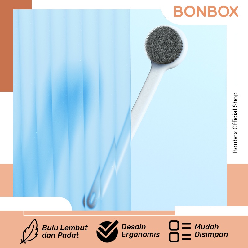 BBS01 Bonbox Sikat Mandi Punggung Shower Puff Soft Bathing Brush BBS01 LONG HANDLE