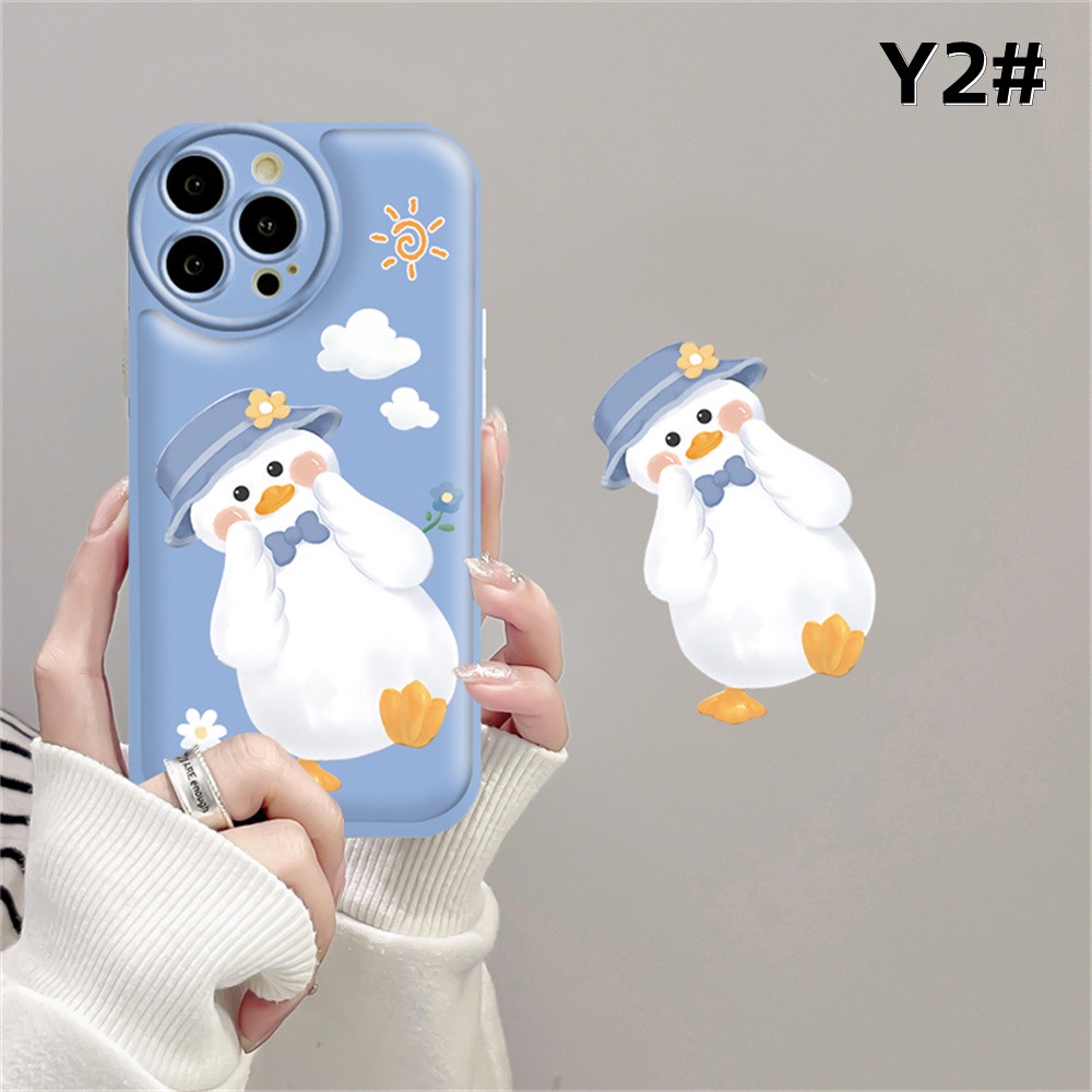 Case Samsung A14 A04A 04E A04S A13 A03 A03S A12 A21S A50 A50S A52 A52S A30S A20 A10S A10 A1 M11 J7 Prime Pro J6 Prime Bebek Kuning Kecil Dengan Tulip TPU Air cushion Phone Cover