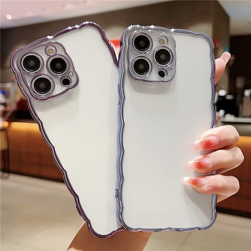 IPHONE Casing Ponsel Tepi Bergelombang Elektroplating Baru Iphone11 12 13 14 Pro Max Plus X Xs Max Xr 78 Plus SE Shockproof Case Cover