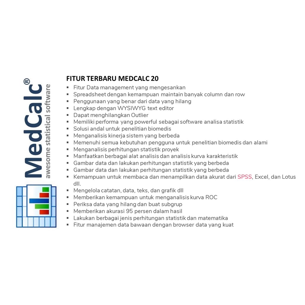 MedCalc Statistik 22 edisi 2023 Full Version aplikasi statistik biomedis