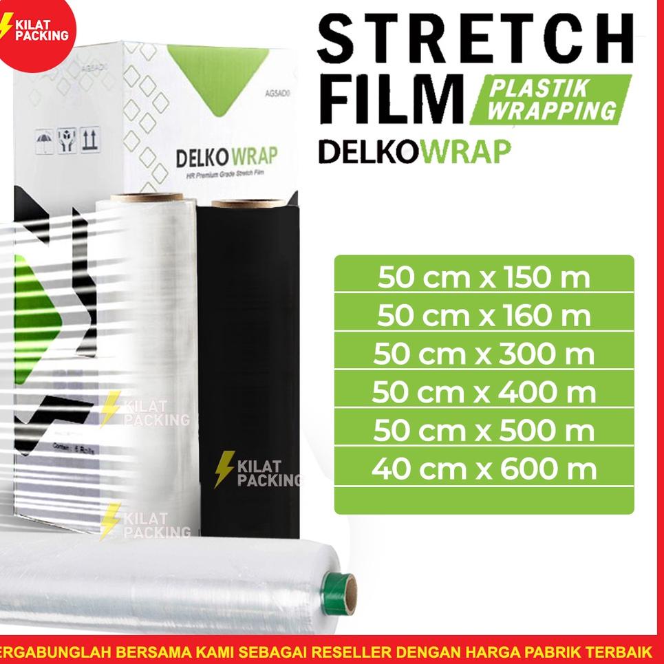 

Grosiran Murah PLASTIK WRAP WRAPPING KUAT TERMURAH - STRETCH FILM DELKOWRAP - VARIAN BENING UKURAN 50CM SATUAN 