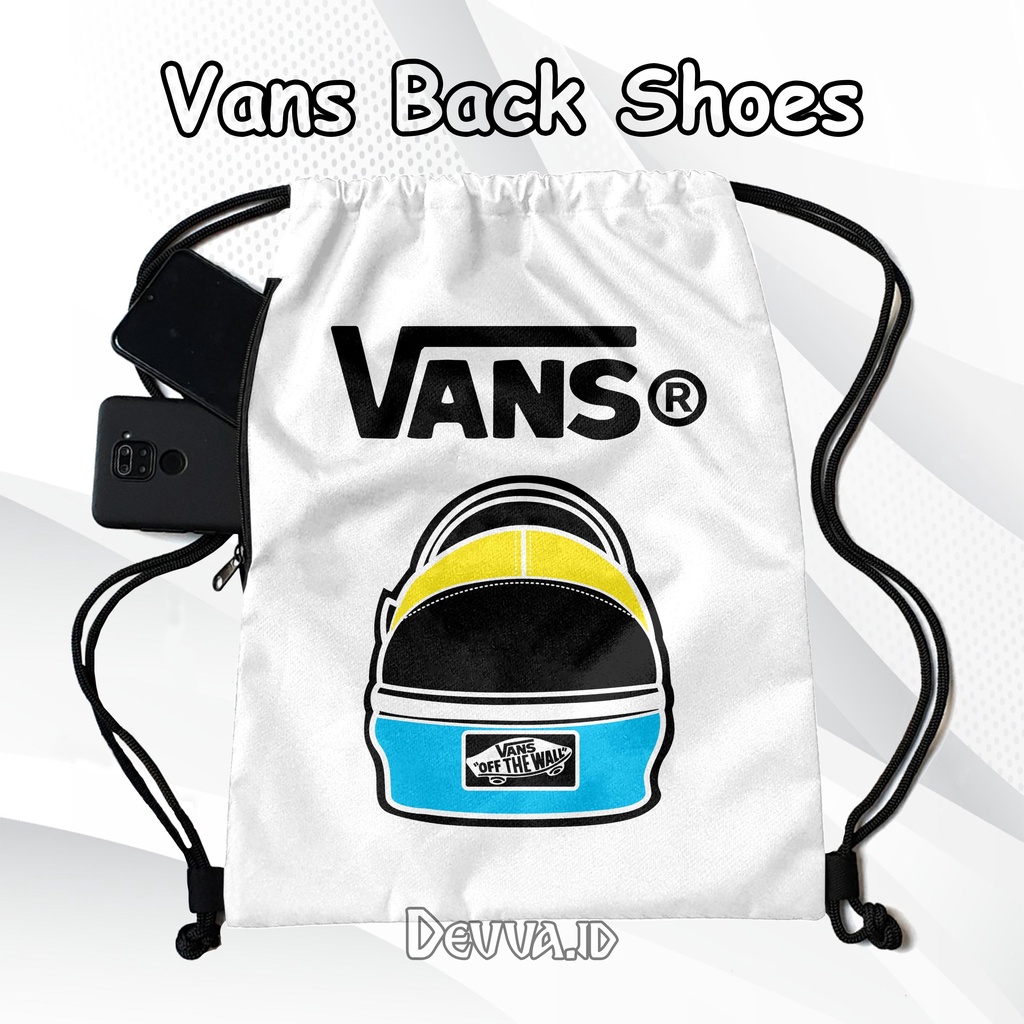 Tas Serut Anti Air String Bag Full Print Pria Dan Wanita Motif Vans Back Shoes Tas Sekolah Tas Olahraga