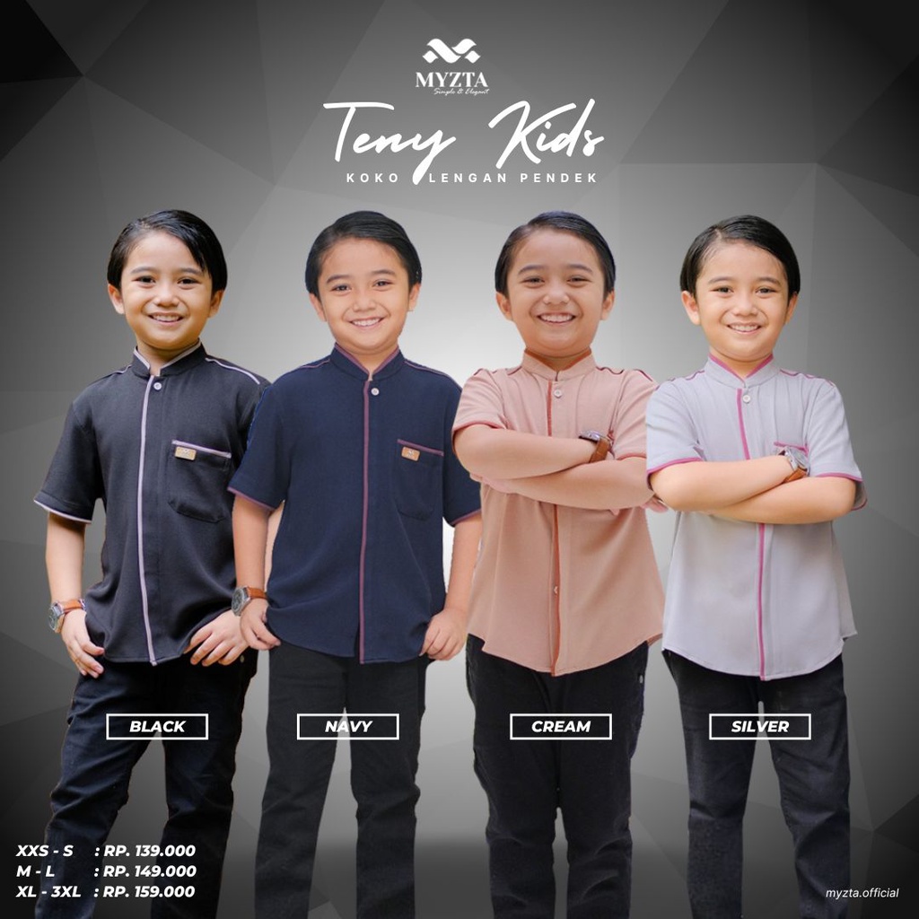 Myzta Teny Atasan Koko Pendek Boy Anak Kids Silver Green Black Cream Navy