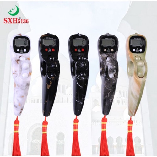 TASBIH DIGITAL MOTIF MARBLE LED ALARM NEW murah