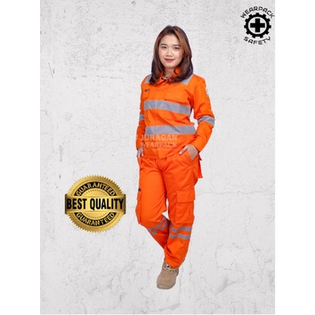 Wearpack Kerja Set / Baju Wearpack Safety Setelan/ Wearpack Safety Baju Celana Orange