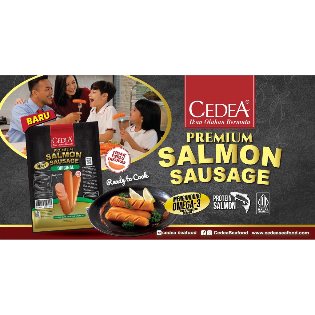 CEDEA PREMIUM SALMON SAUSAGE 390GR SOSIS SALMON