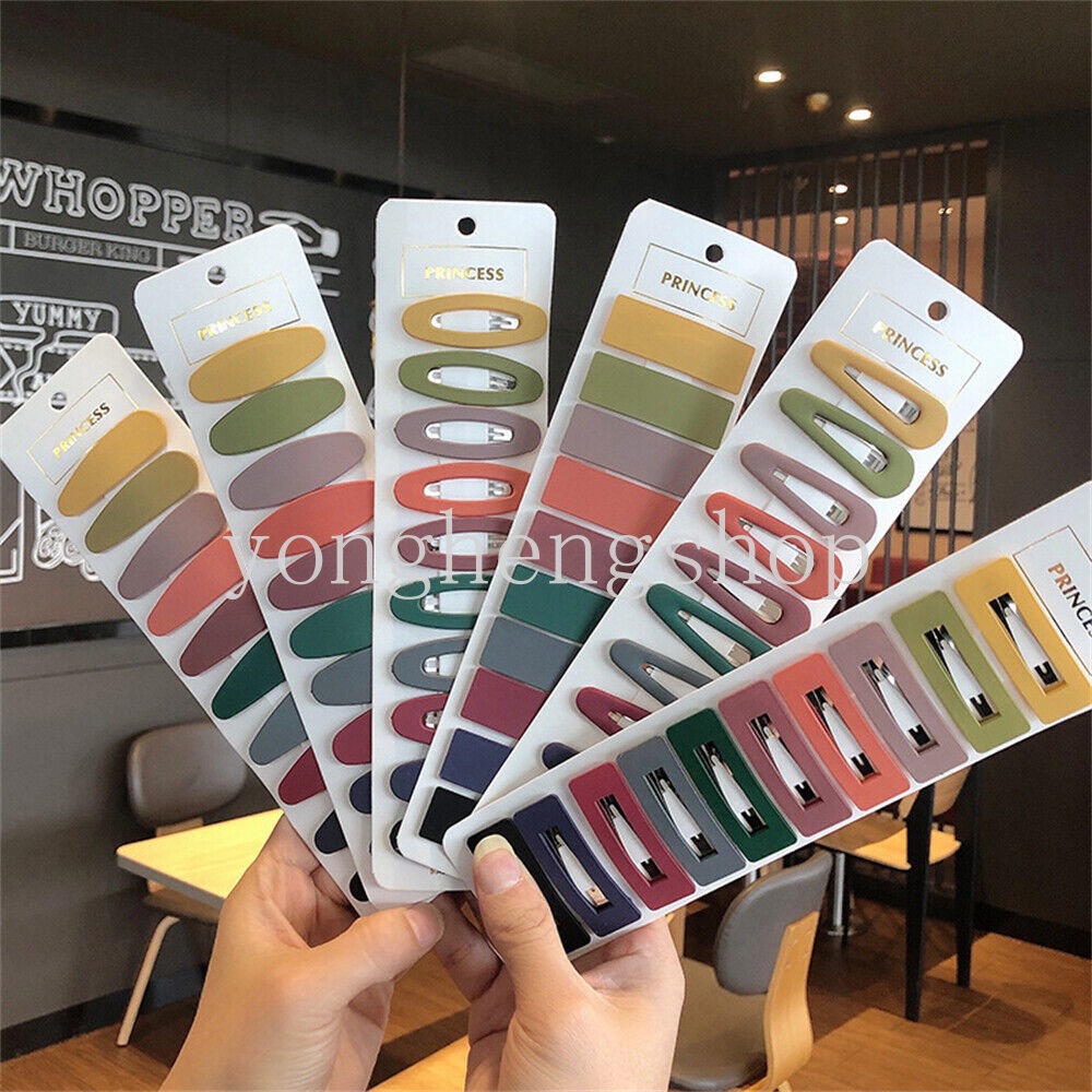 10pcs / set Jepit Rambut Poni Warna Permen Untuk Aksesoris Wanita