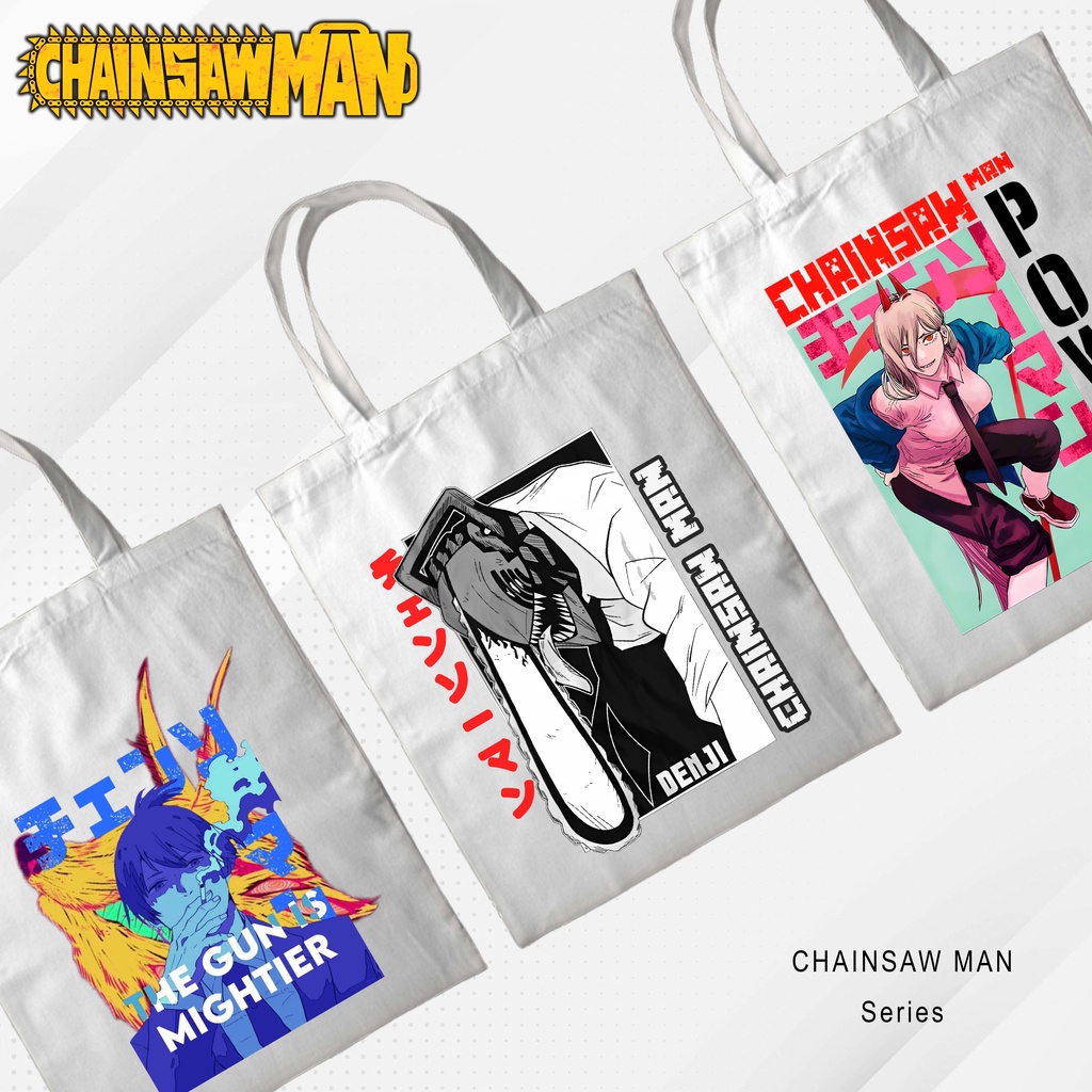 Totebag Anime Chainsaw man denji power aki Tote bag premium Totebag zipper totebag velcro