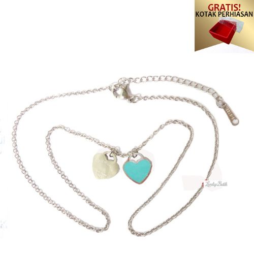 Kalung Titanium Anti Karat Kalung Wanita Liontin Valentin3 Love Panjang Import - Lovelybutik