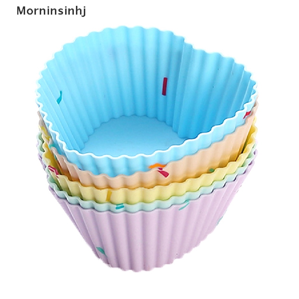 Mornin 5pcs/Set Cetakan Kue Silikon Bentuk Bulat Muffin Cup Cake Baking Molds id