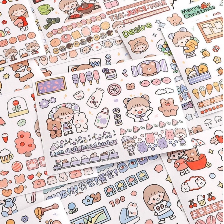 50 Lembar / Set Stiker Motif Kartun Lucu Untuk Dekorasi Buku Catatan kertas lucu stiker hiasan buku / Diary DIY