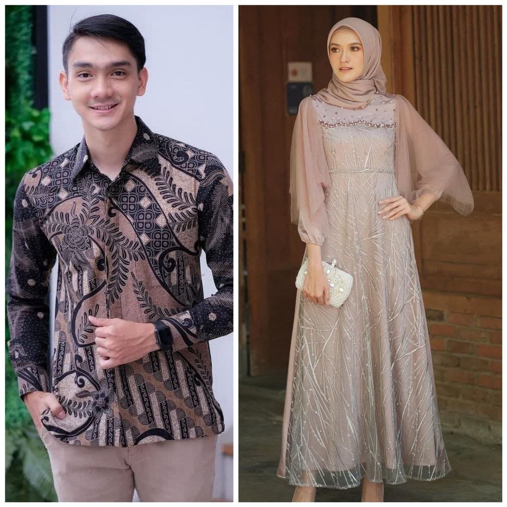 COUPLE GAMIS LUNA DRESS MODERN BAJU SYARI BUSANA MUSLIM SARIMBIT RAMADHAN KONDANGAN BAJU PASANGAN BA