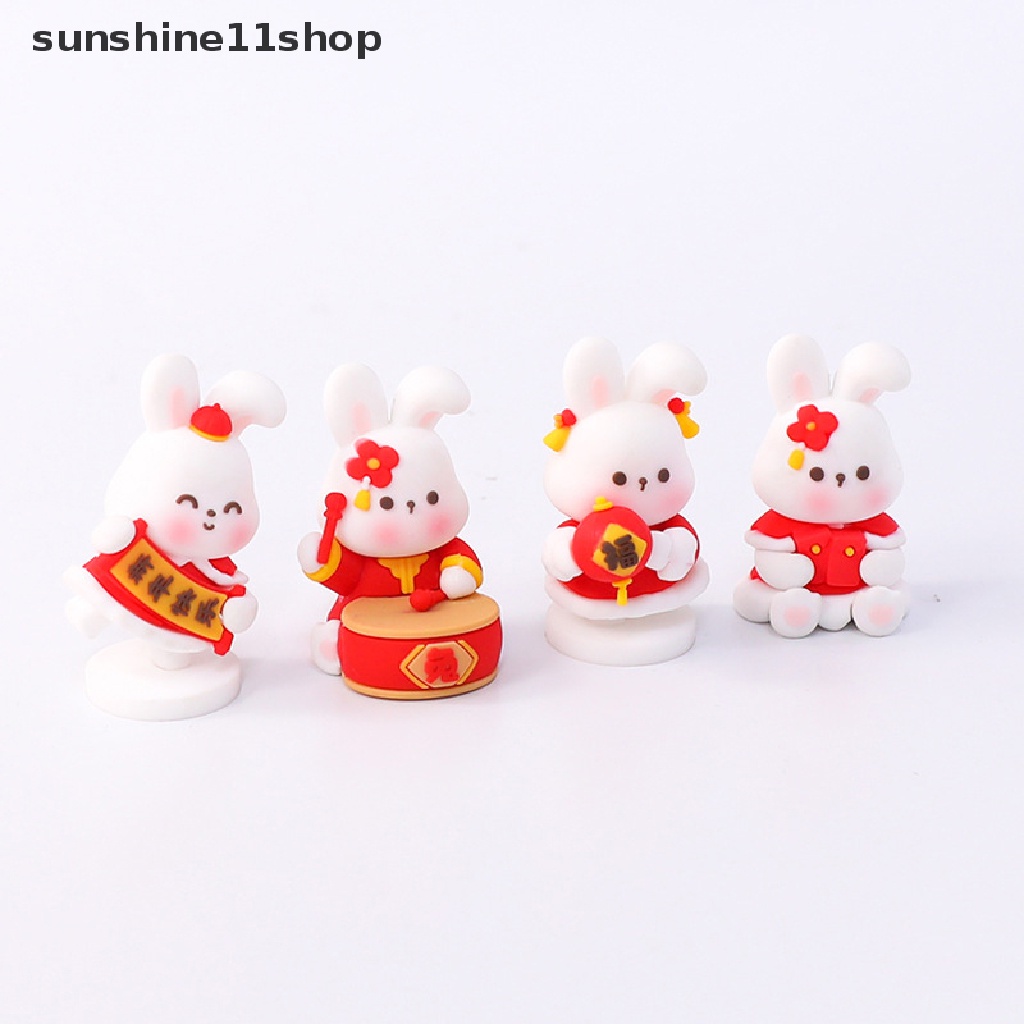 Sho Hiasan Kue Imlek Baking Cake Kelinci Tahun Boneka Ornamen Drum Lentera Topper Kue Tahun Baru Meriah Insert N