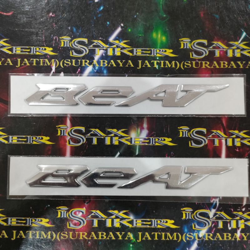 emblem stiker timbul original Honda Beat putih crom harga sepasang tahun 2020 2022