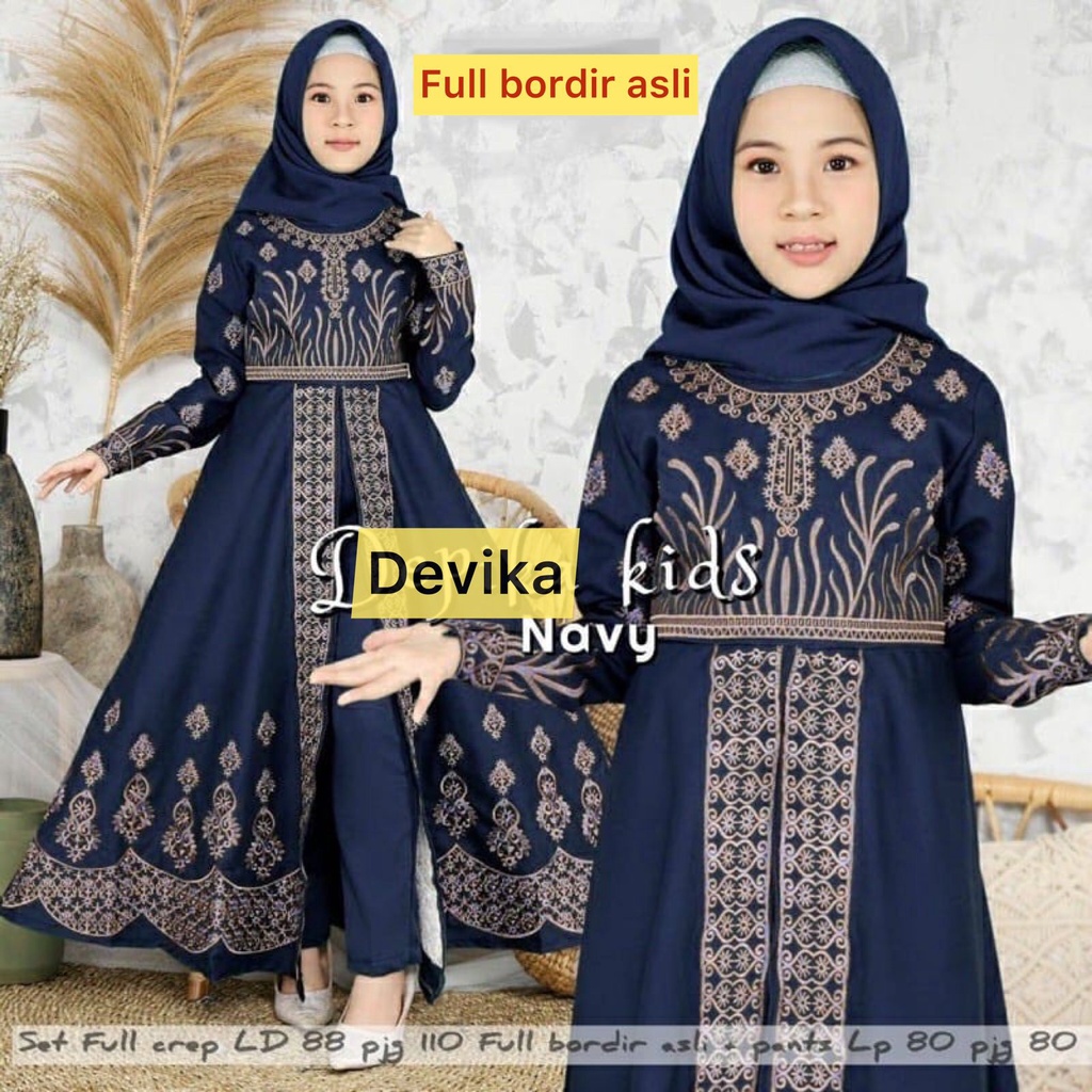 PREMIUM Baju Gamis Anak Perempuan ( DIJAMIN FOTO ASLI ) Set Gamis Anak Model India Full Bordir Asli